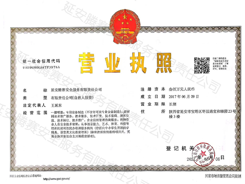 安全公司营业执照